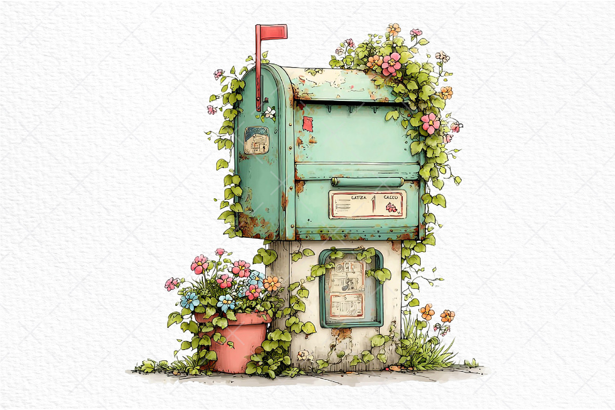 Whimsical Spring Mailbox Clipart, an Illustration by Craft Nest (Photo 11 of 11)