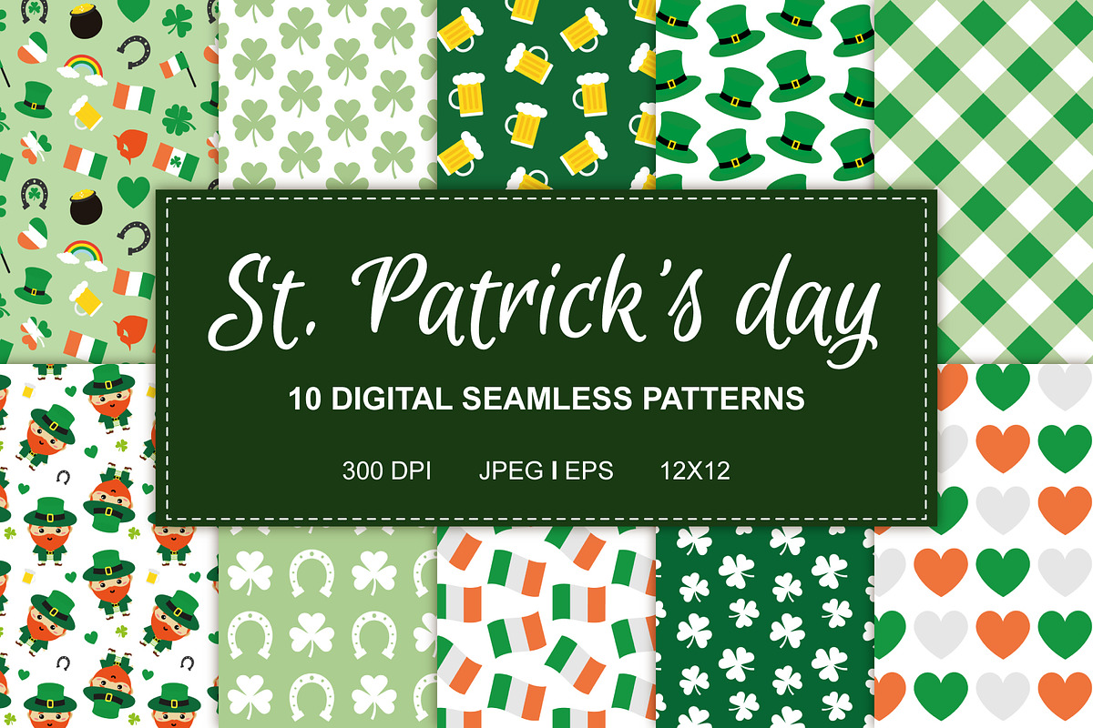 St Patrick's day patterns set, a Pattern Graphic by Swetsol (Photo 1 of 6)