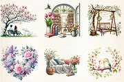 Cozy Romantic Spring Watercolor Clip, an Illustration by DreamArtGraphic (Thumbnail 3 of 4)
