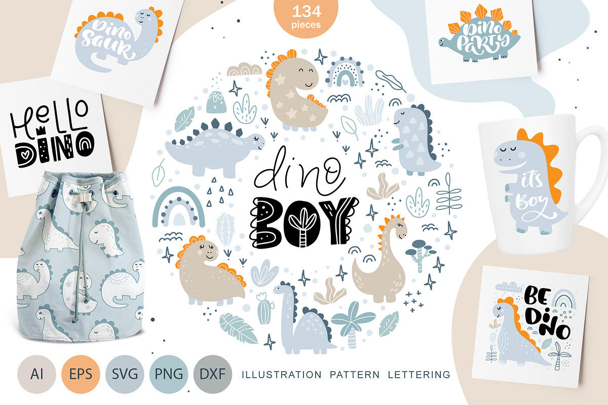 Dino Boy SVG, an Object Graphic by Happy Letters (Photo 1 of 15)
