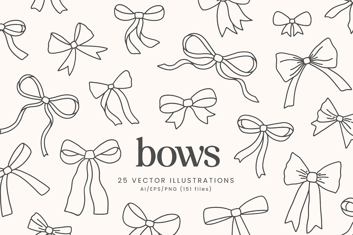 Bows Vector Illustrations, a Decorative Illustration by Emma Webb Studio (Photo 1 of 5)