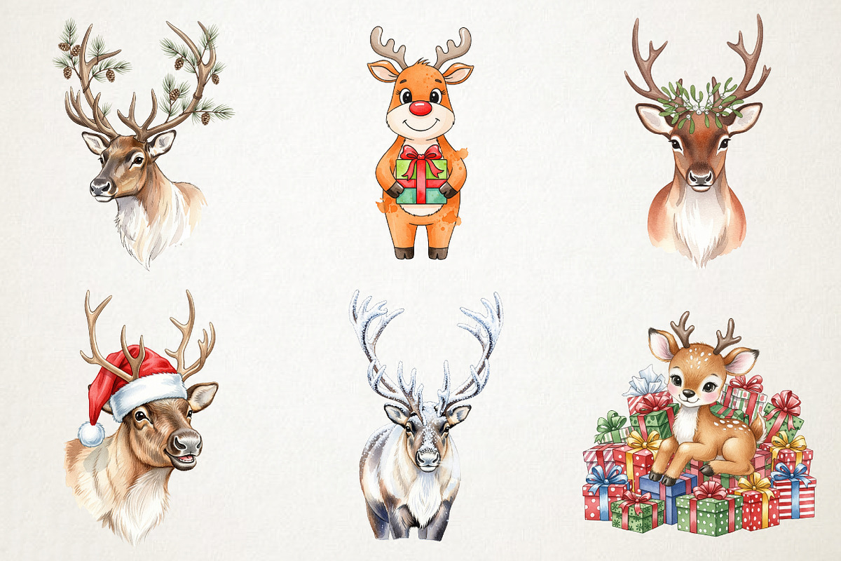 Magical Reindeer Christmas Clipart, an Animal Illustration by RobertsArt (Photo 4 of 7)