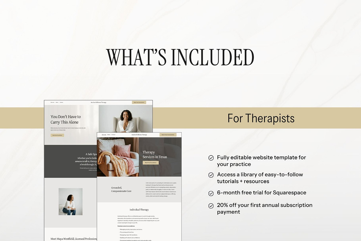 Therapist Squarespace Template, a Squarespace Template by Pretty Boss Designs (Photo 2 of 6)