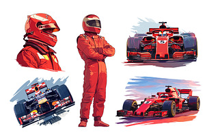 Racer in red overalls. racing sports, a Transportation Illustration by Stock-Smart-Start