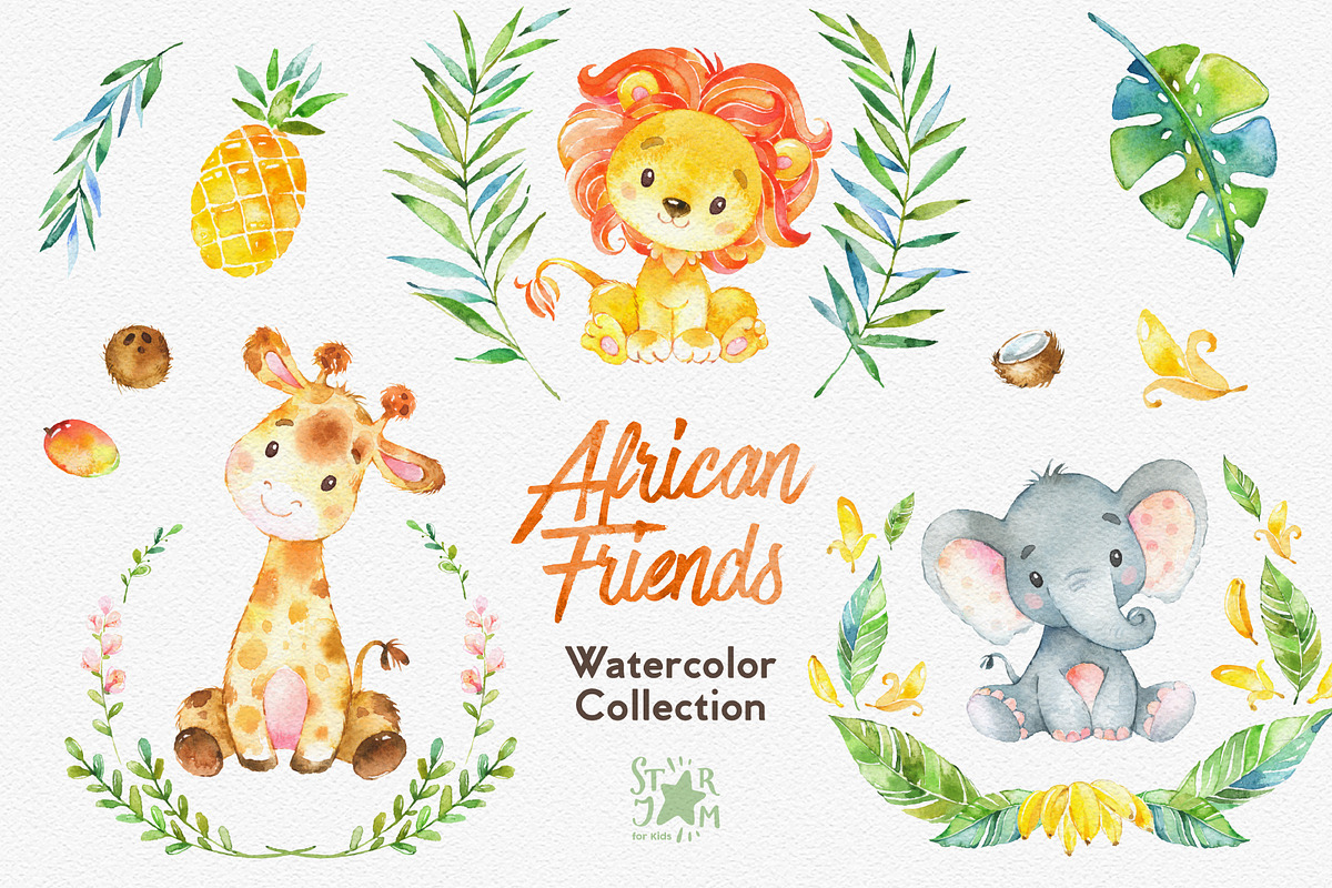 African Friends. Safari Collection, an Animal Illustration by StarJam (Photo 1 of 4)
