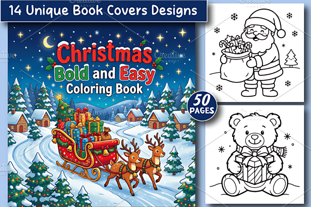 Christmas: Bold and Easy Coloring, a Seasonal Illustration by Design Station (Photo 1 of 6)