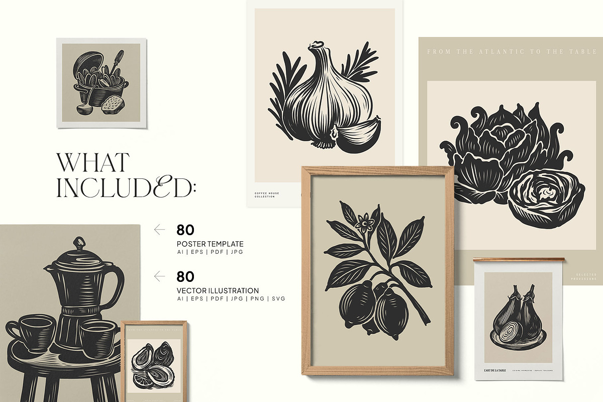 Linocut Kitchen | Poster Builder, an Object Graphic by KetteCreate (Photo 4 of 16)