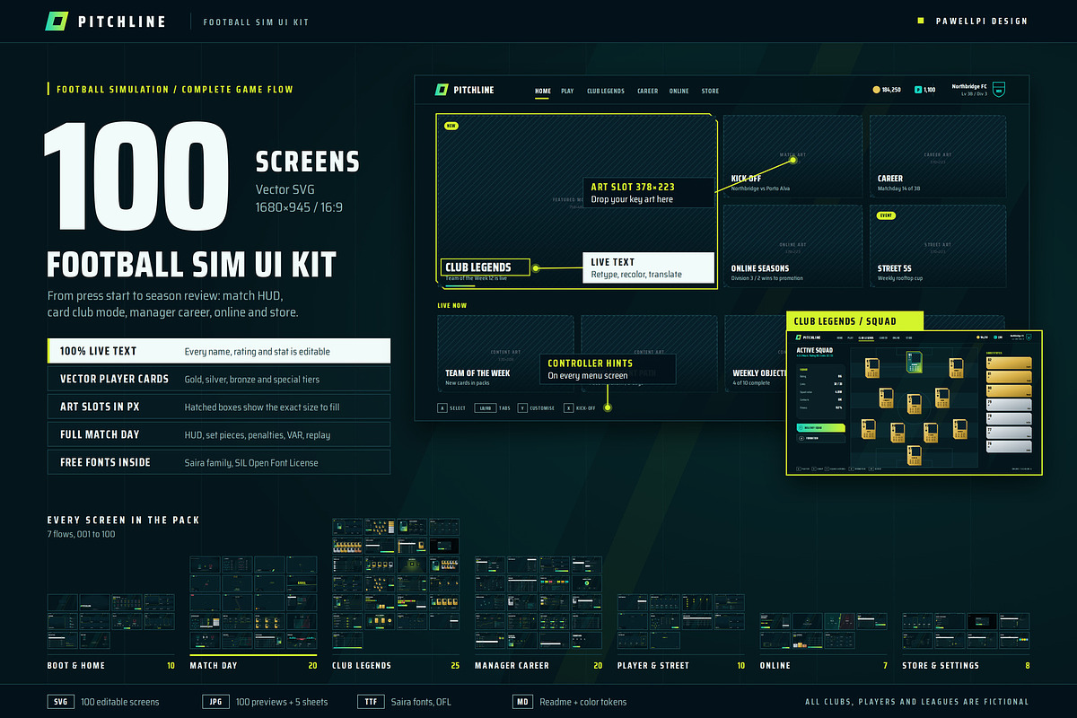 Football Game UI Kit, 100 Screens, an UI Kit Template by pawellpi (Photo 12 of 117)