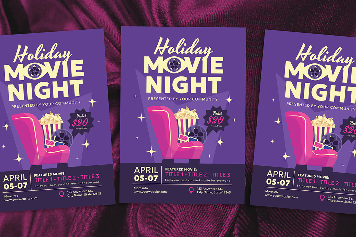 Fun Movie Night Flyer, a Flyer Template by Gumico Studio. (Photo 1 of 3)