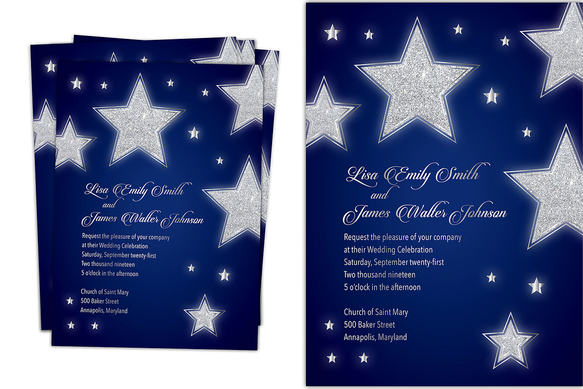 Starry Night Wedding Invitation, an Invitation Template by BF Studios (Photo 2 of 2)