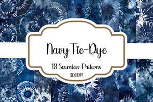 Navy Tie-Dye Seamless Patterns