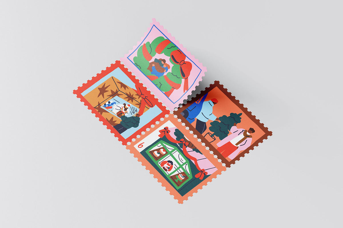 Christmas stamps, post marks set, a Seasonal Illustration by Good Studio (Photo 5 of 6)