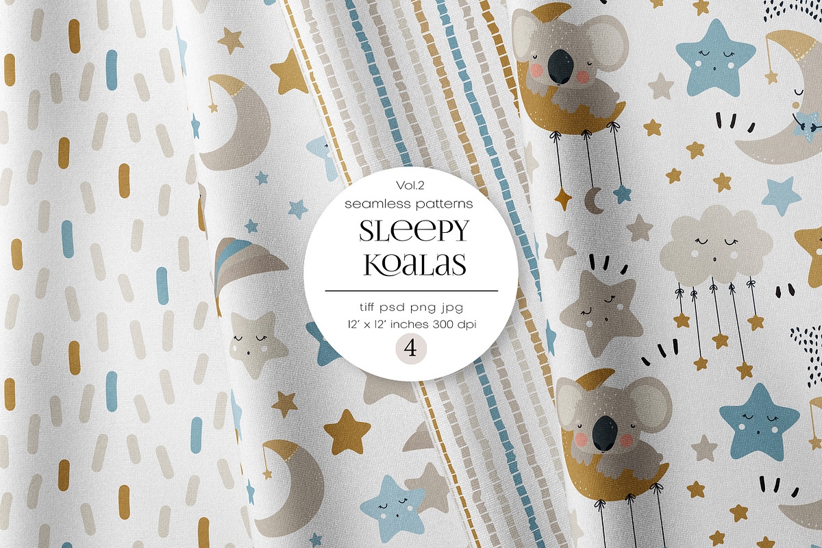 Sleepy Koalas – Seamless Patterns, a Pattern Graphic by PROTEA Watercolor Studio (Photo 1 of 9)