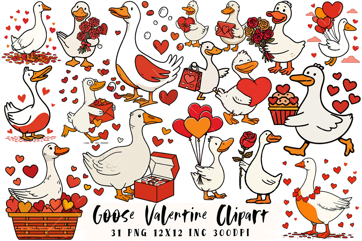 Goose Valentine Clipart, an Illustration by OK Design (Photo 1 of 6)