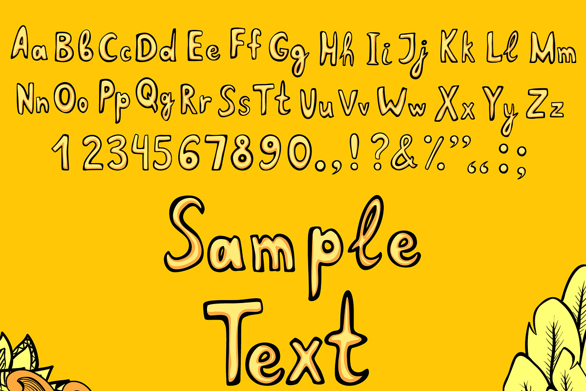 Cartoon font and doodle border