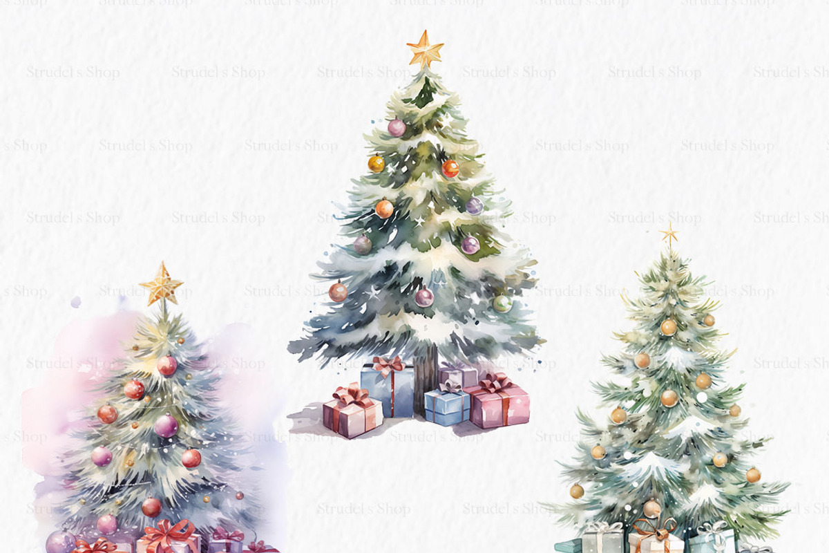 Christmas tree watercolor clipart PN, an Object Graphic by MyLittleMeow (Photo 5 of 8)