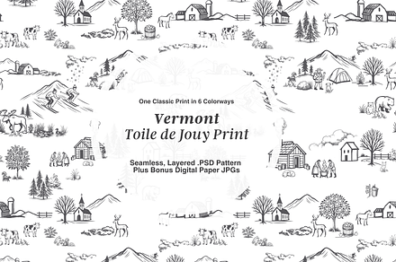 Vermont Toile Pattern Set, a Wallpaper Graphic by Hughes Studio