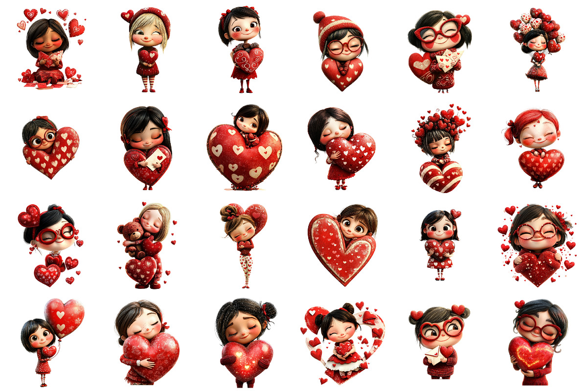Quirky Valentine Girl Clipart, an Illustration by designcity5 (Photo 2 of 5)