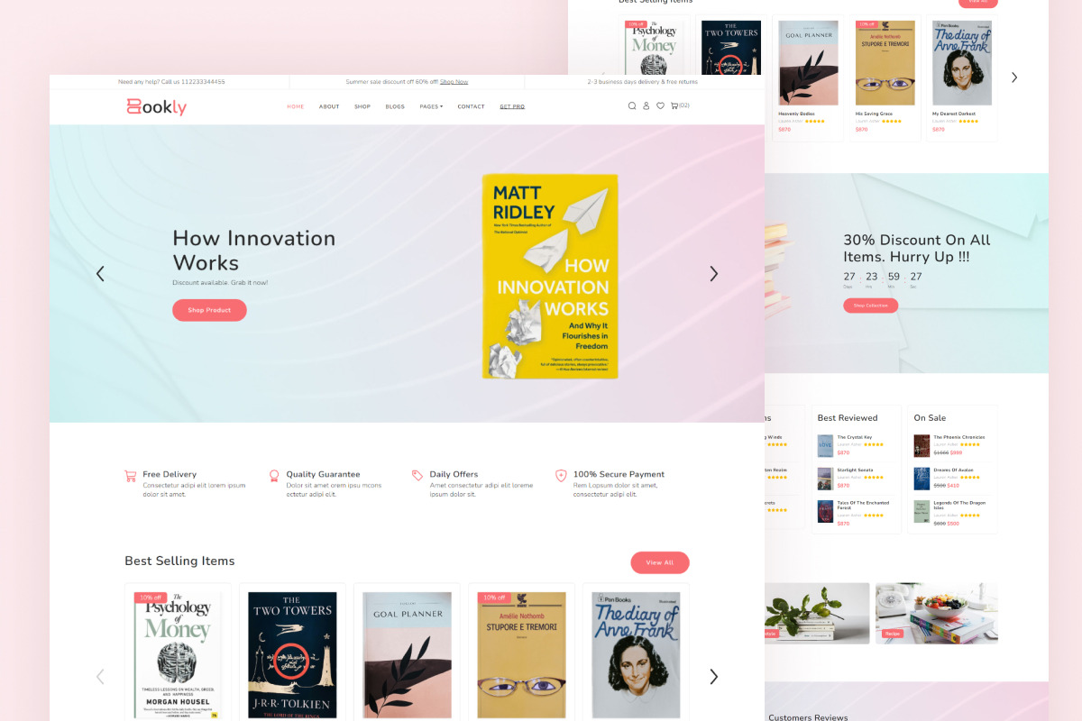 Bookly - Bookstore Website Template, a HTML Template by TemplatesJungle (Photo 2 of 8)