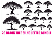 20 Black Tree Silhouettes Bundle, an Illustration by Gaye Art (Thumbnail 1 of 21)
