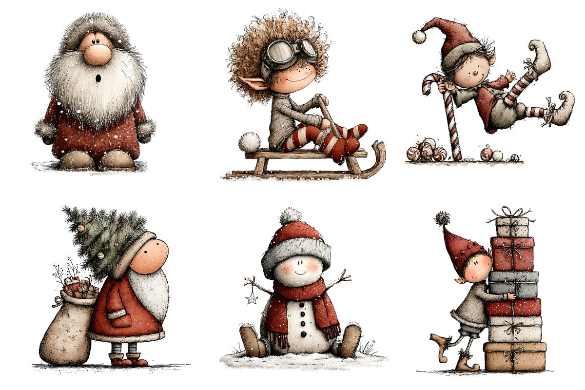 Funny Quirky Watercolor Christmas, an Illustration by CreationArt (Photo 4 of 5)