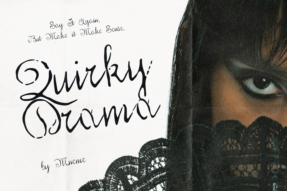 Quirky Drama: Expressive Script Font, a Script Font by Mneme (Photo 1 of 8)