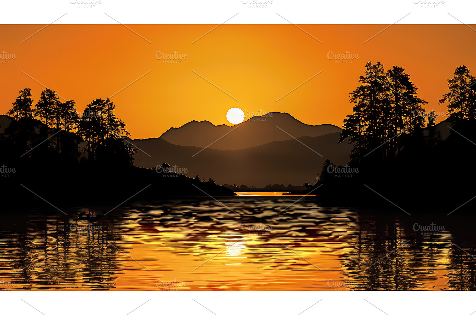 water lake silhouette ai generated, a Nature Photo by pikepicture