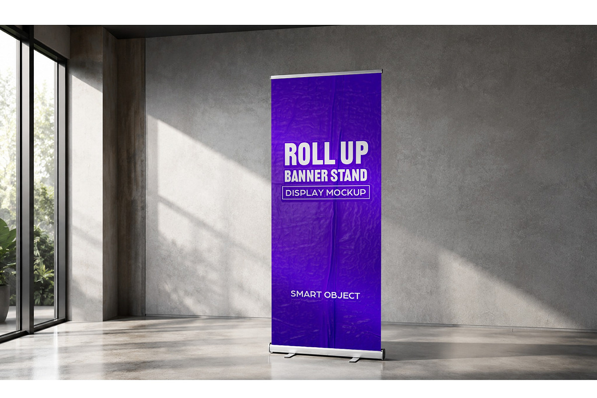 Roll Up Banner Stand Display Mockup, an Advertising Mockup by studiogstock (Photo 3 of 3)