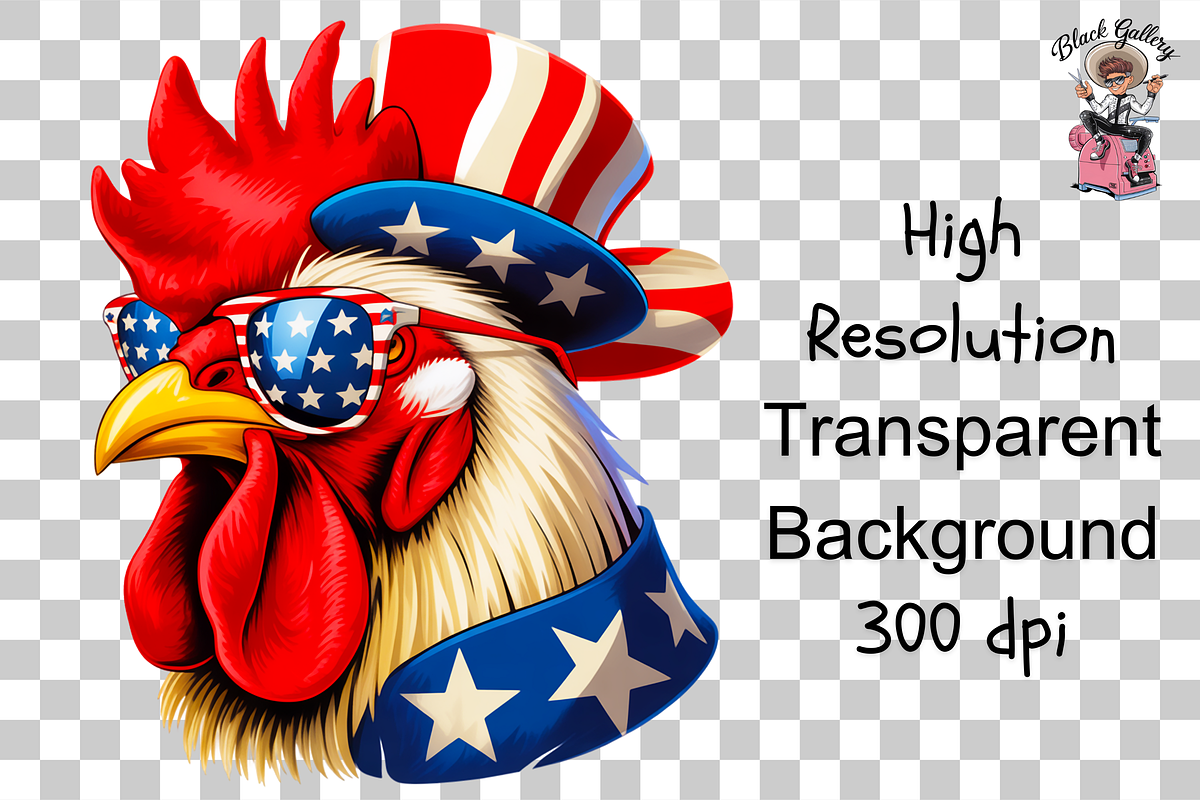 Patriotic Rooster Sublimation PNG, a Graphic by Clipart Bloom (Photo 10 of 13)