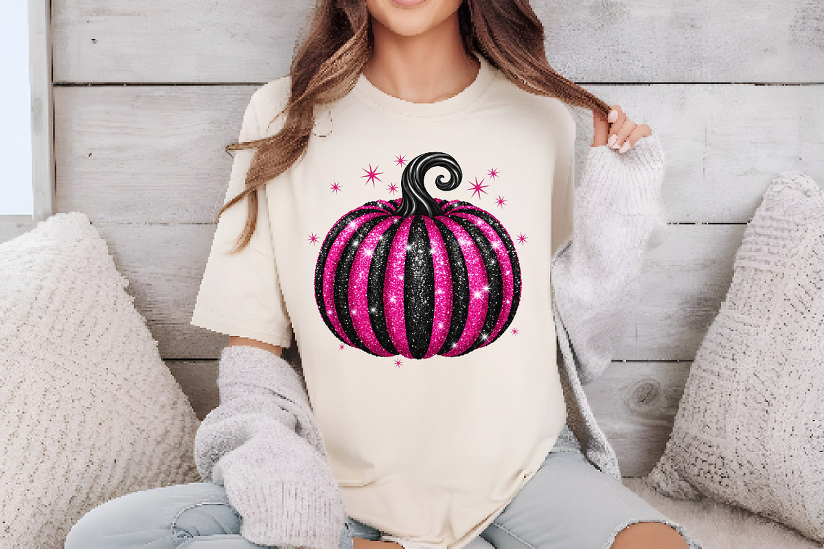 Pink and Black Sequin Pumpkin PNG, an Illustration by Dream Creation (Photo 4 of 5)