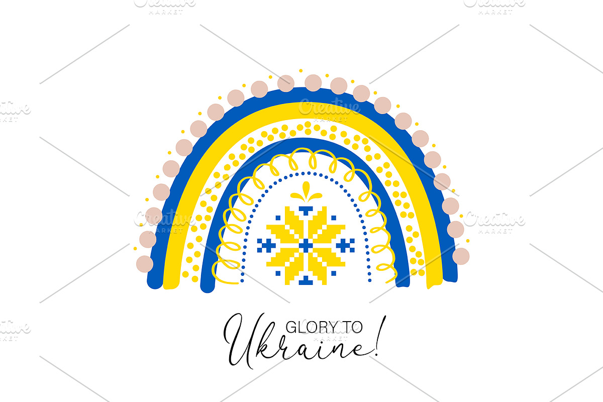 Boho rainbow in Ukrainian flag color, an Object Illustration by Elen_Art