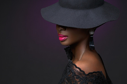 Beautiful girl in black hat featuring woman, skin, and black, a Beauty & Fashion Photo by Sweet Studio
