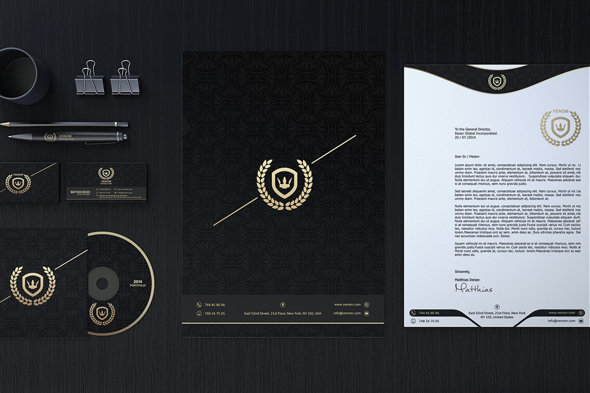 Gold And Black Corporate Identity, a Stationery Template by Marvel (Photo 2 of 5)