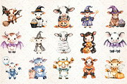 Cute Baby Cow Halloween Clipart, a Seasonal Illustration by Rose Art (Thumbnail 2 of 7)