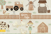 Farm Life Watercolor Clipart, an Animal Illustration by creationsbyapuruh (Thumbnail 1 of 7)
