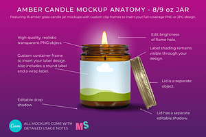 Amber Candle Jar Mockup For Canva