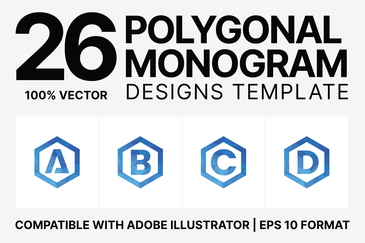 26 A-Z Polygonal Monograms set, a Branding & Logo Template by Walldecorated (Photo 1 of 5)
