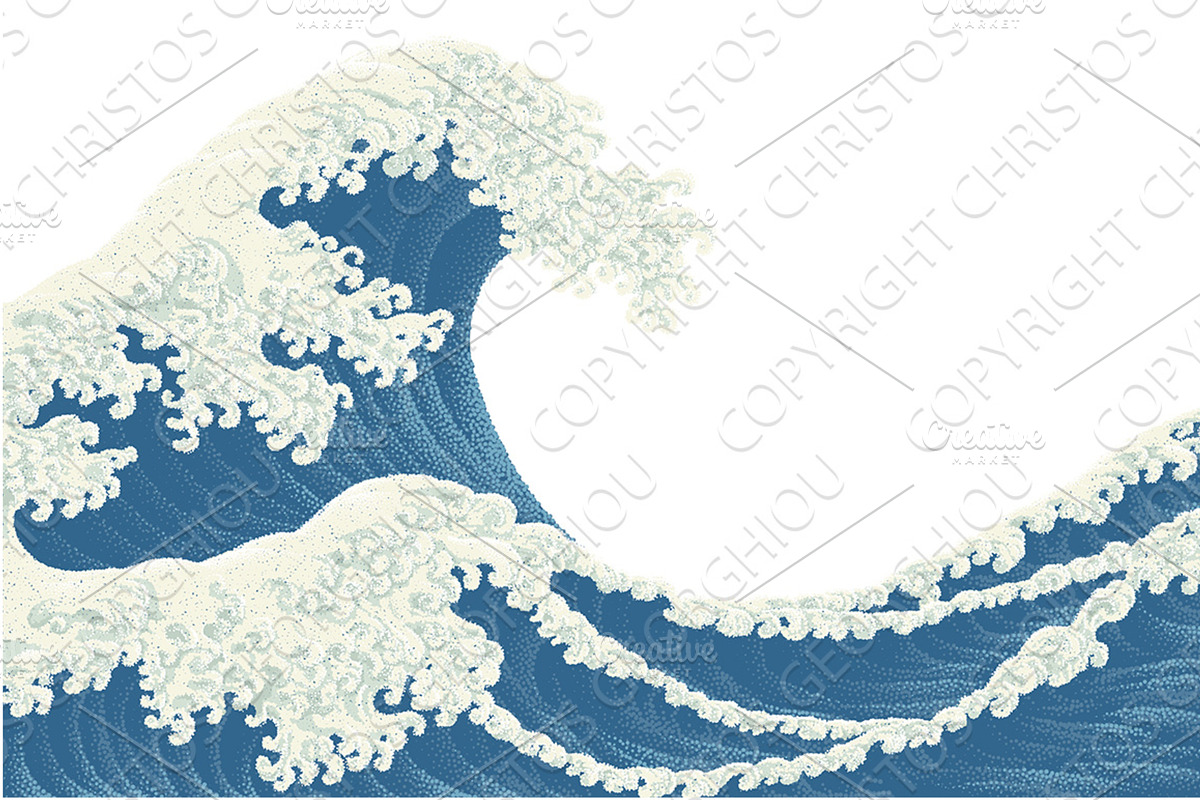 Great Wave Ocean Sea Japanese Design, a Background Graphic by Christos Georghiou