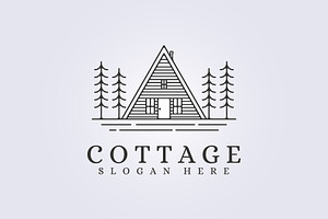 logo of cabin cottage line art icon