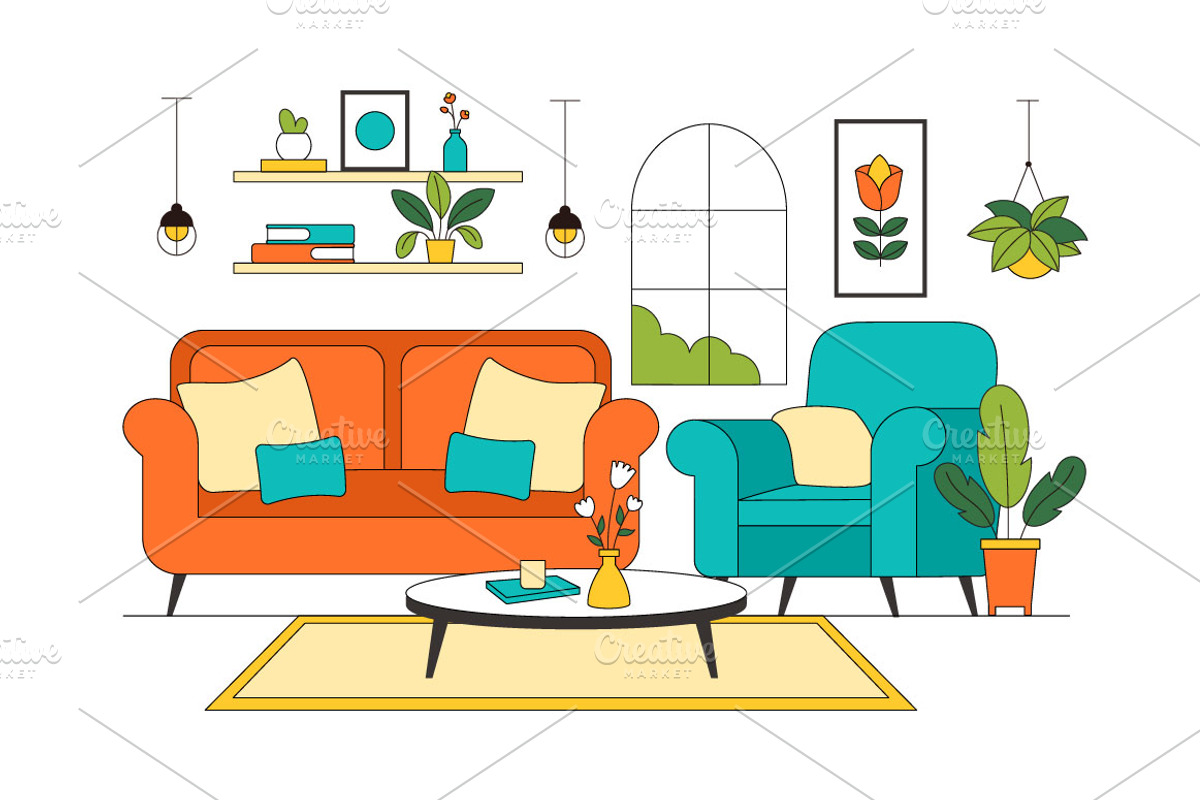 10 Living Room Illustration, a Decorative Illustration by denayunebgt (Photo 4 of 4)