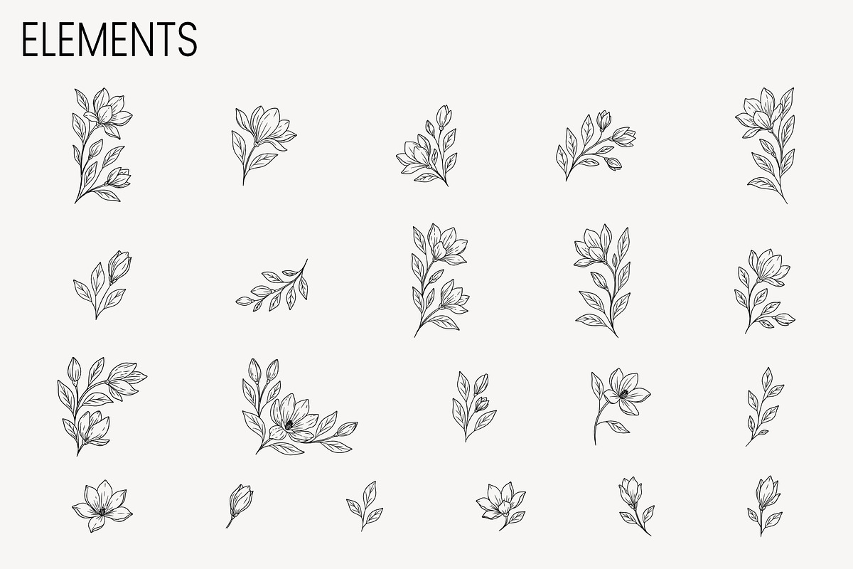 Magnolia Wedding Frames & Clipart, a Decorative Illustration by moja doodle (Photo 7 of 9)