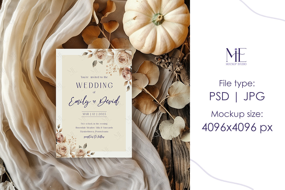 Fall Invitation Greeting Card Mockup, an Advertising Mockup by Mie Mockup Studio (Photo 5 of 6)