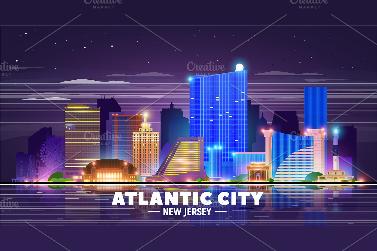 Atlantic City New Jersey skyline, an Illustration by Sky and glass (Photo 4 of 6)