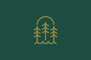 Pine Forest Arch Line Art Logo, a Branding & Logo Template by Signatoro
