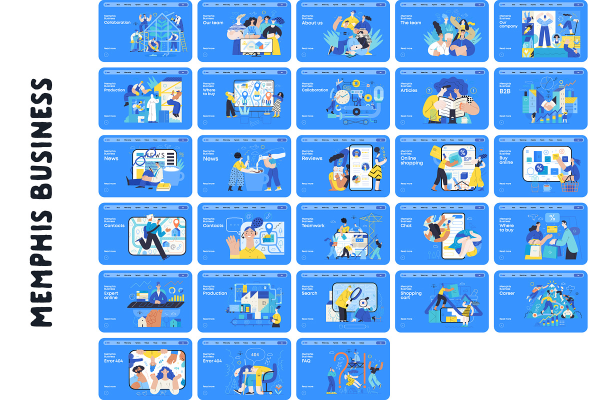 Memphis Business, vector illos, a Templates & Theme by Grivina's shop (Photo 16 of 27)