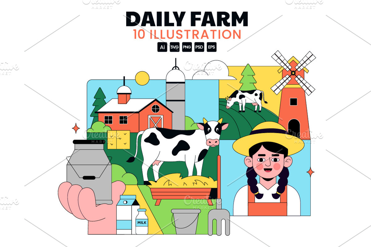 10 Daily Farm Illustration, an Animal Illustration by denayunebgt (Photo 1 of 4)