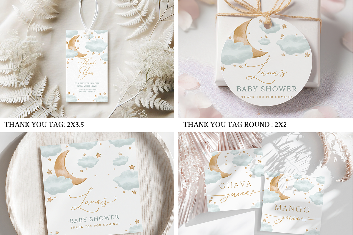 Over the Moon Baby Shower Bundle, an Invitation Template by Digital_Mind (Photo 4 of 8)