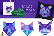 Watercolor Space Animals, an Animal Illustration by Librebird (Thumbnail 2 of 4)