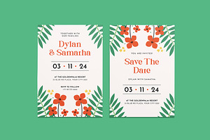 Gremine Floral Wedding Invitation, an Invitation Template by iDoodle Studio