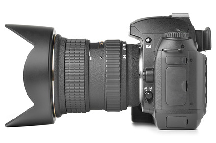 back of a modern DSLR camera, screen is cut with clipping path, a ...